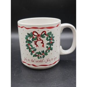 Vintage Russ Berrie & Co. Joy to the World Christmas Holiday Mug, Korea Made